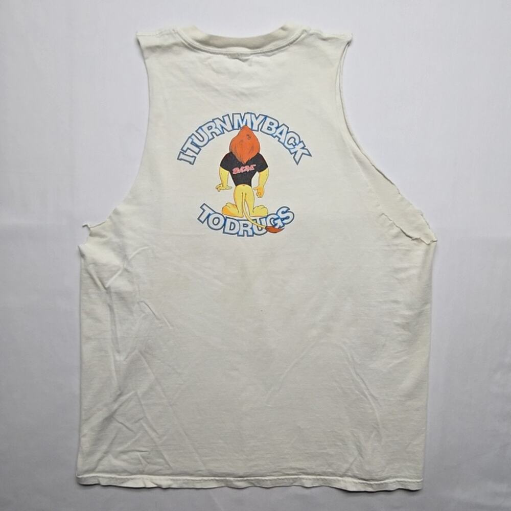 Vintage DARE Shirt Graphic I Turn My Back To Drugs White XL Tank Top Sleeveless